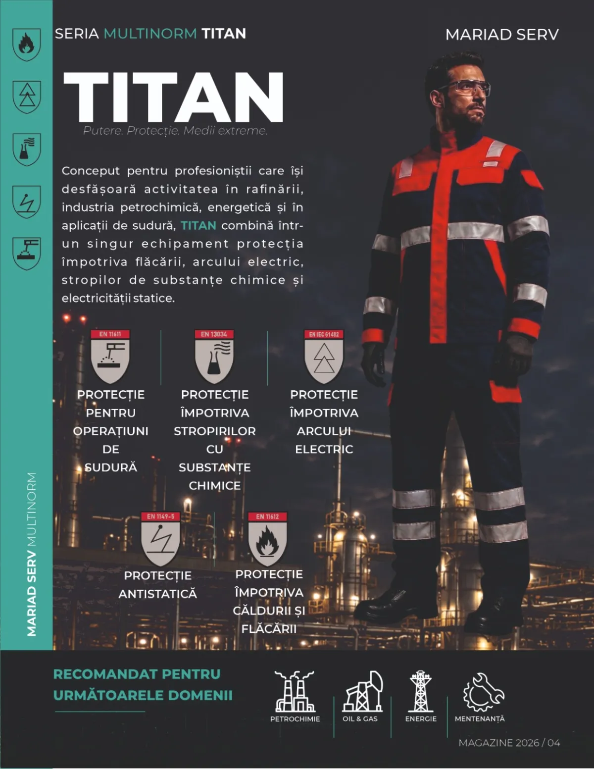 Costum de protectie tip Nomex, multinorm, Titan – XL, Ignifug, antistatic, antichimic, antiarc