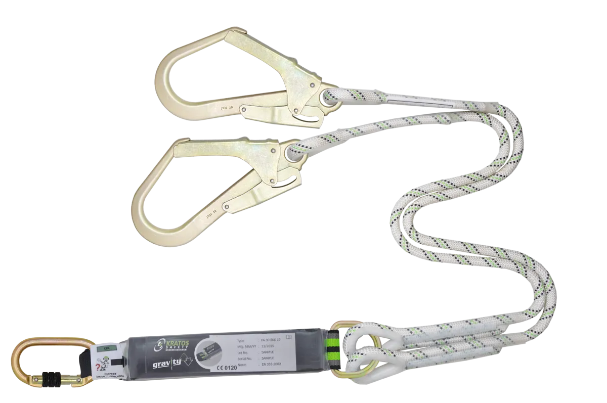 HOPE - Lonjă cu frânghie tip kernmantle cu absorbție de energie, furcată, 1 m, cu conectori FA 50 101 17 și FA 50 207 55