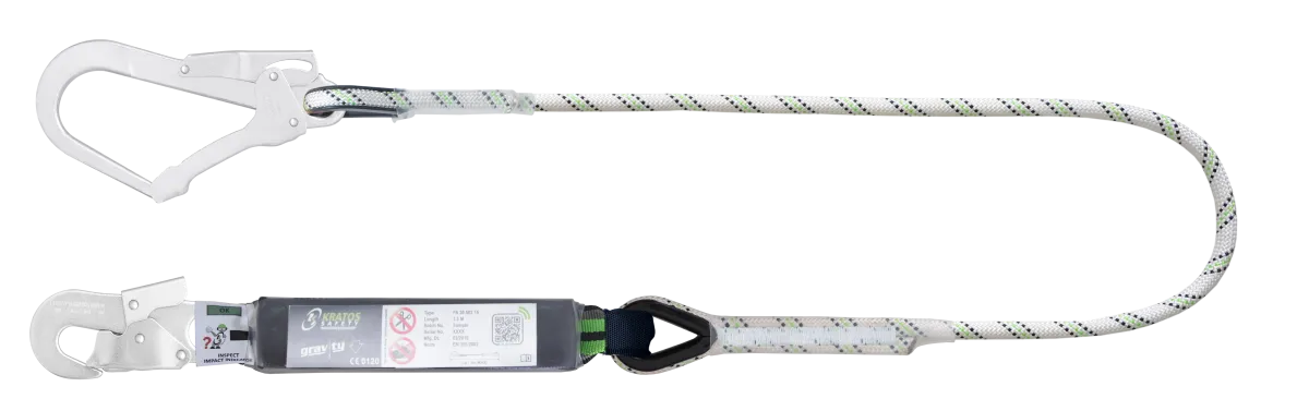 HOPE - Lonjă cu absorbție de energie din frânghie kernmantle de 1,50 m cu conectori FA 50 202 17 și FA 50 207 55