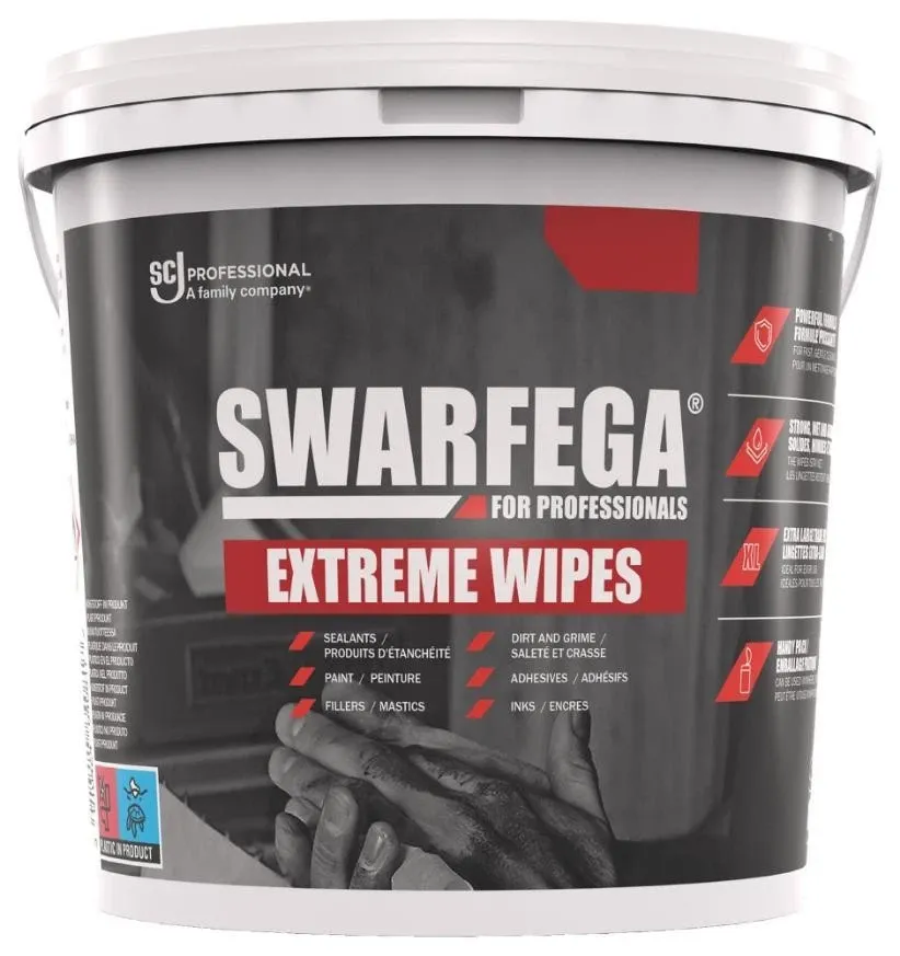 Lavete umede profesionale SC Johnson Swarfega Extreme Wipes pentru curatarea murdariei dificile, flacon 150 bucati — echipament de protecție