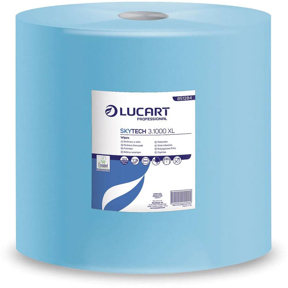 Lavete industriale albastre absorbante Ecolabel, din fibre reciclate, Skytech 3.1000XL Lucart, art.F290 (851284)