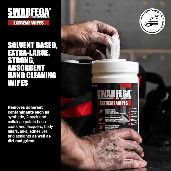 Lavete umede profesionale SC Johnson Swarfega Extreme Wipes pentru curatarea murdariei dificile, flacon 70 bucati