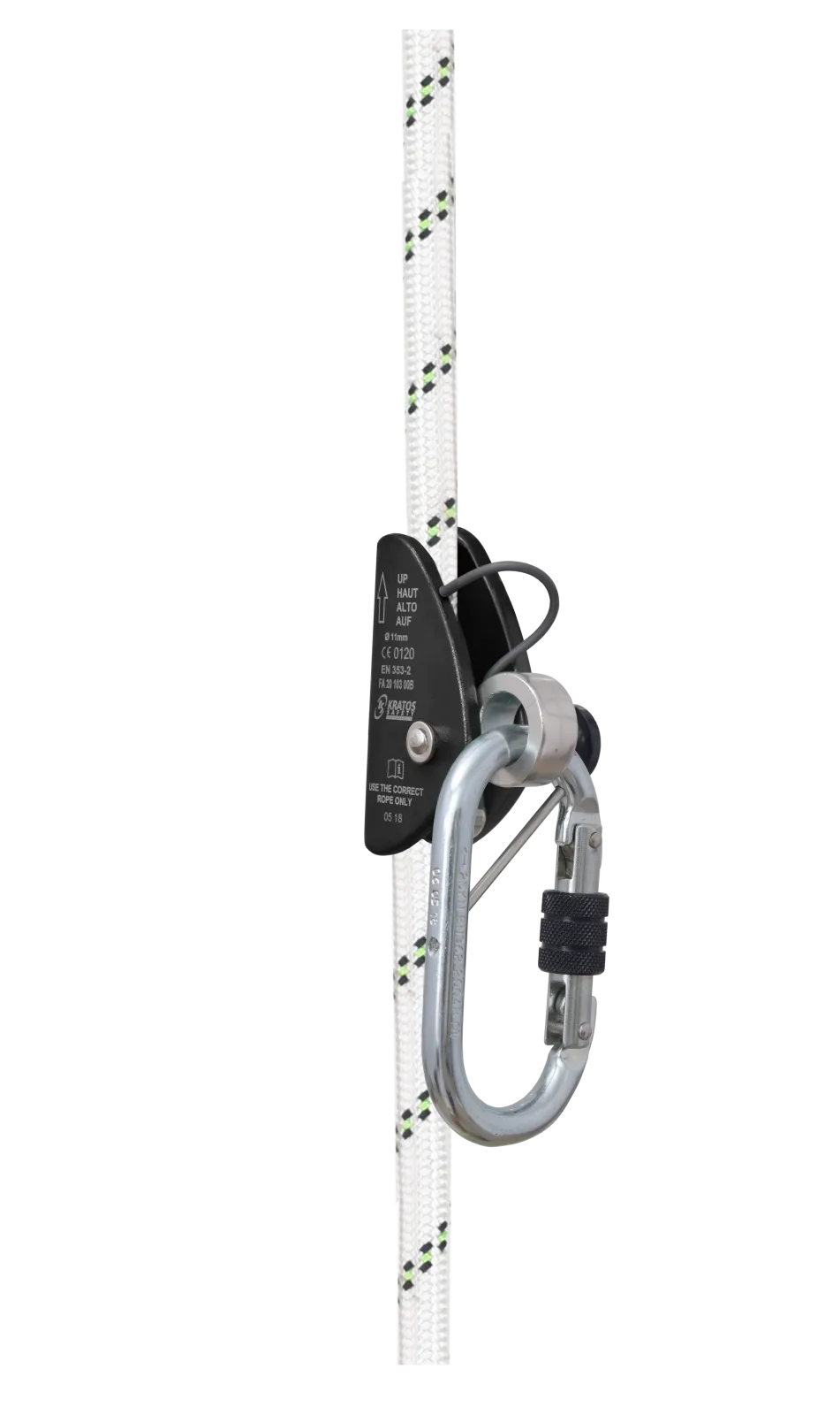 LOREL-A, Sliding fall arrester attached to 10 m anchor line, removable energy absorber