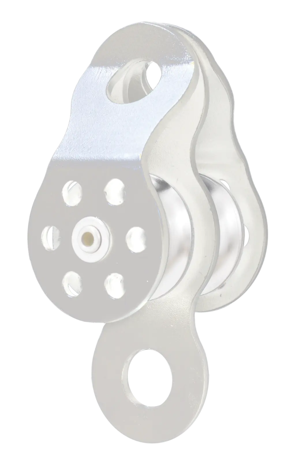 Double pulley with movable flanges, double attachment