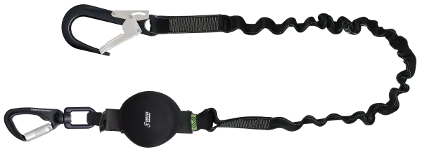 GRAVITY-S - Șnur extensibil cu absorbitor de energie și 2 cârlige din aluminiu, lungime 2 m