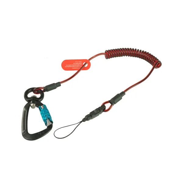 Chingă spiralată E-Tether cu carabinieră cu blocare dublă - 0.5kg / 1.1lb