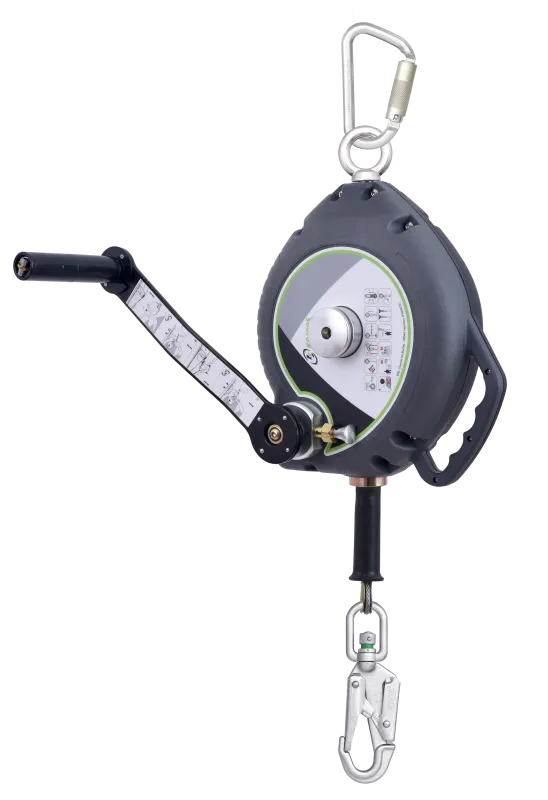 KALYPSO - cablu, dispozitiv de oprire a căderii retractabil 20 m cu troliu de salvare integrat