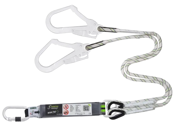 HOPE - Lonjă cu frânghie tip kernmantle cu absorbție de energie, furcată, 1,50 m, cu conectori FA 50 101 17 și FA 50 207 55
